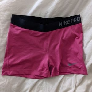 Pink Nike Pro Spandex Shorts
